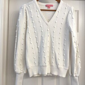 Lilly Pulitzer Zandra White Long Sleeve Pullover Popcorn Sweater